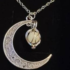 Blue Glow moon necklace